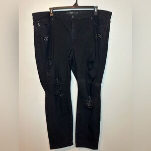 Torrid Black Destructed Studded Jeans